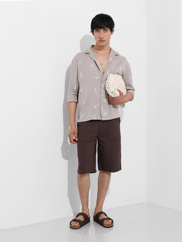 Men's Brown Relaxed Fit Resort Wear Shirt