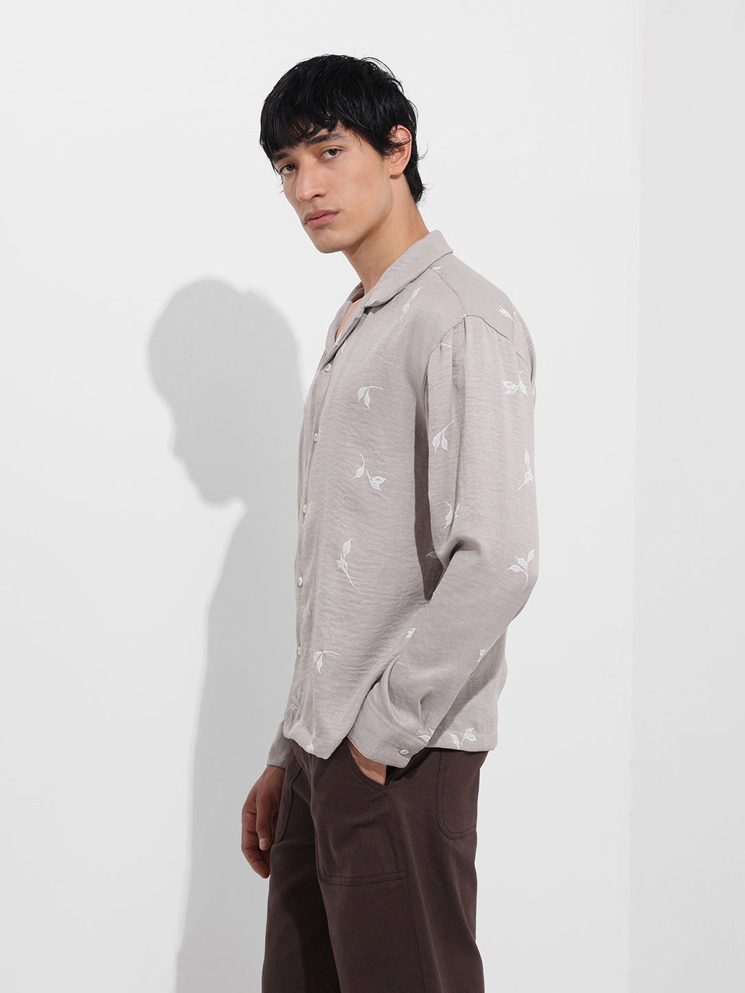 Men's Brown Relaxed Fit Resort Wear Shirt