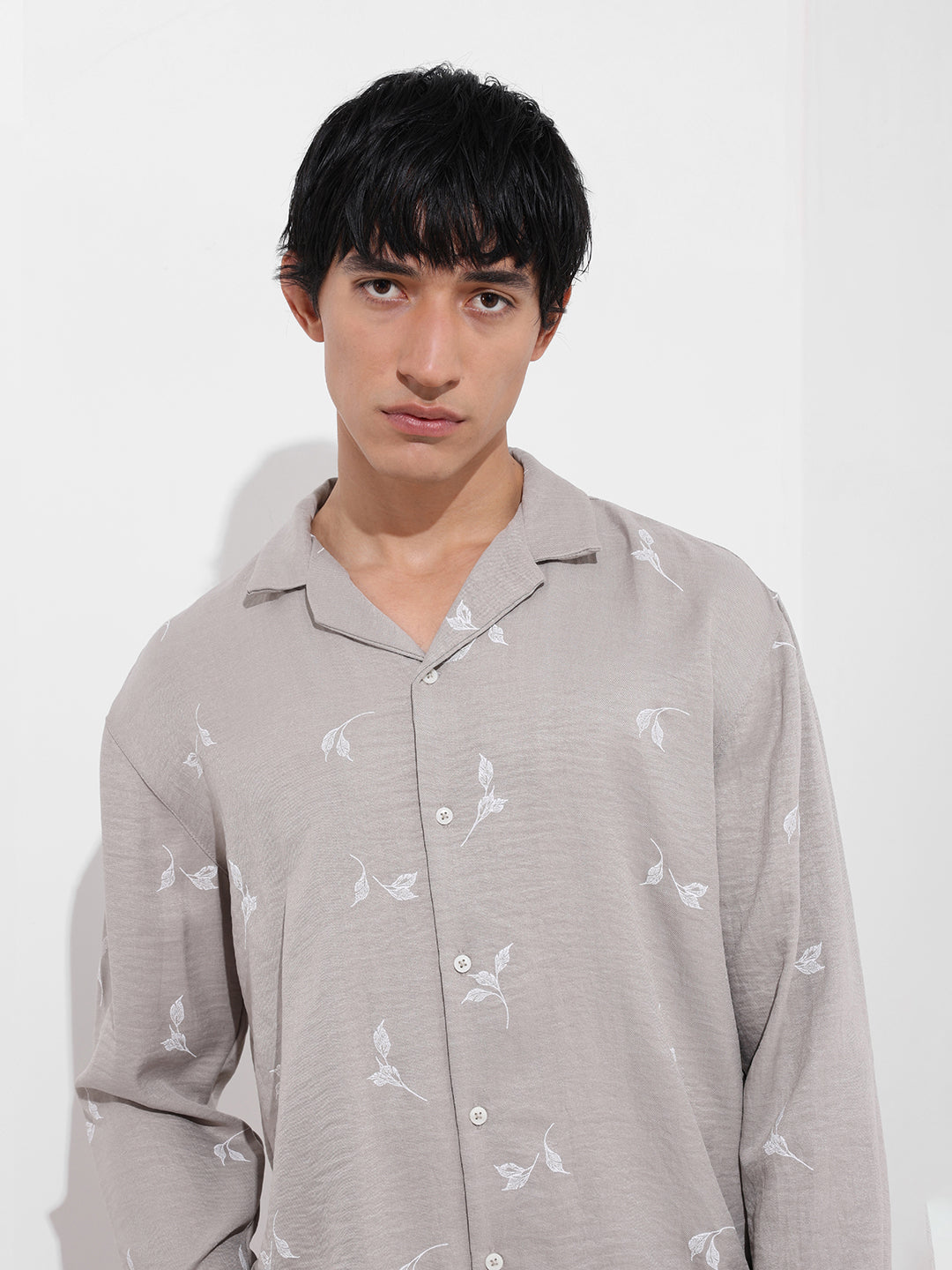 Men's Brown Relaxed Fit Resort Wear Shirt