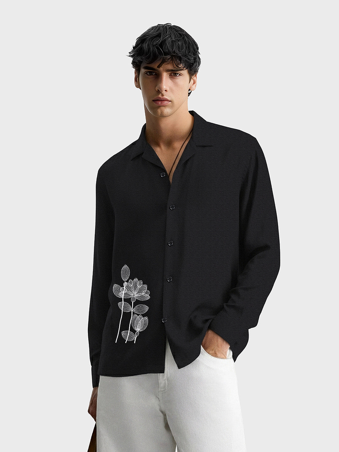 Men's Black Relaxed Fit Solid Casual Shirt