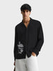 Men's Black Relaxed Fit  Embroided Casual Shirt