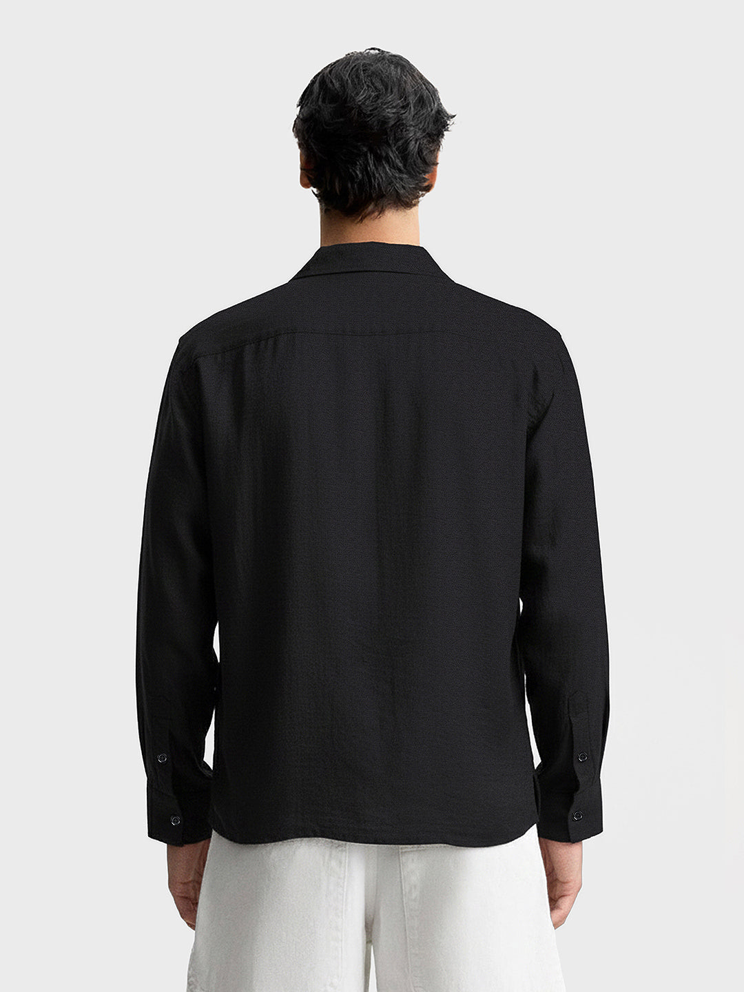 Men's Black Relaxed Fit Solid Casual Shirt