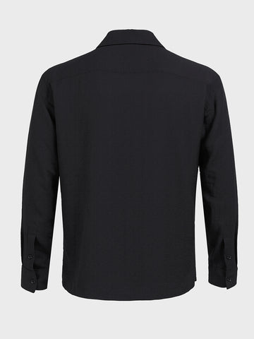 Men's Black Relaxed Fit  Embroided Casual Shirt