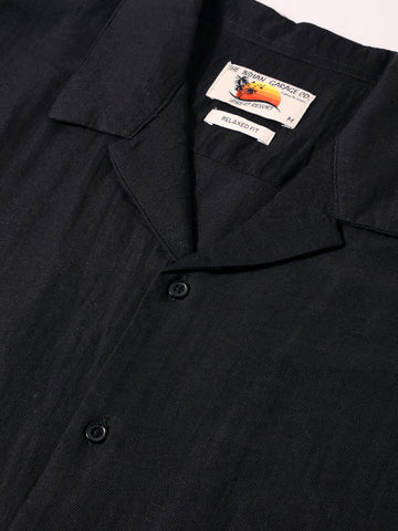 Men's Black Relaxed Fit  Embroided Casual Shirt