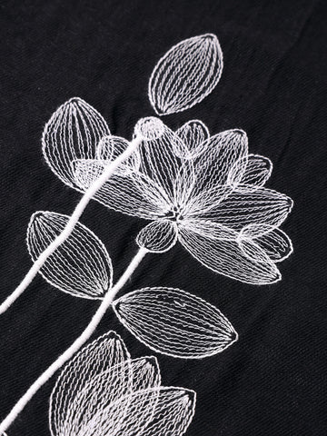 Men's Black Relaxed Fit  Embroided Casual Shirt