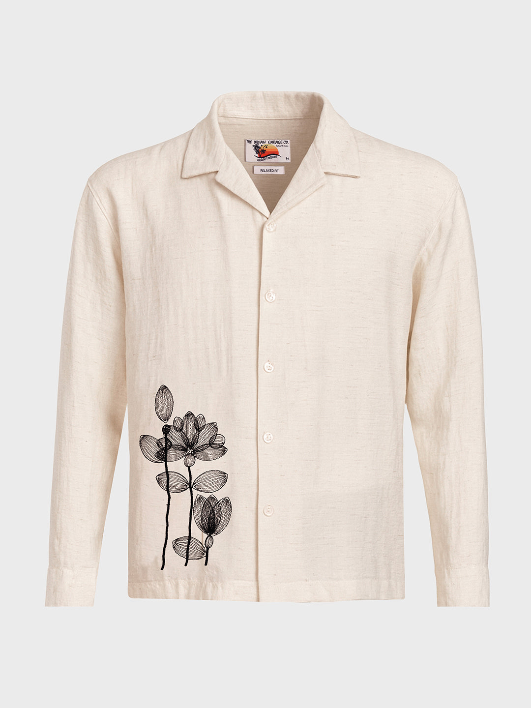 Men's Cream Relaxed Fit Solid Casual Shirt