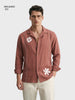 Men's Rust Relaxed Fit Embroidered Casual Shirt