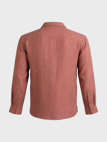 Men's Rust Relaxed Fit Embroidered Casual Shirt