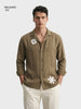Men's Olive Relaxed Fit Embroidered Casual Shirt