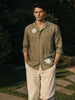 Men's Olive Relaxed Fit Embroidered Casual Shirt