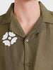 Men's Olive Relaxed Fit Embroidered Casual Shirt