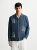 Men's Blue Relaxed Fit Printed Casual Shirt