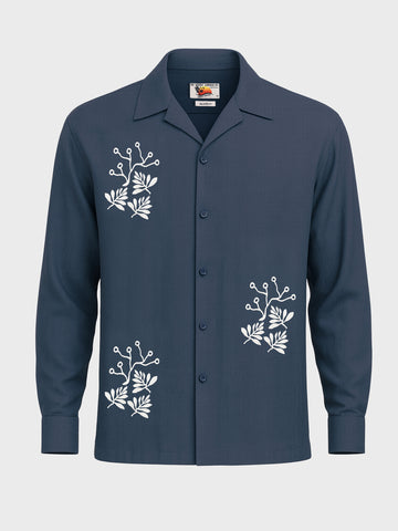 Men's Blue Relaxed Fit Printed Casual Shirt