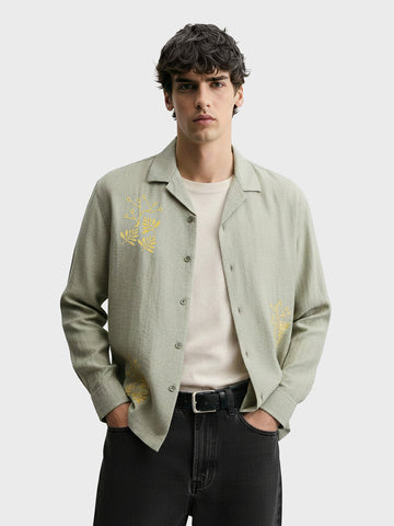 Men's Green Relaxed Fit Printed Casual Shirt