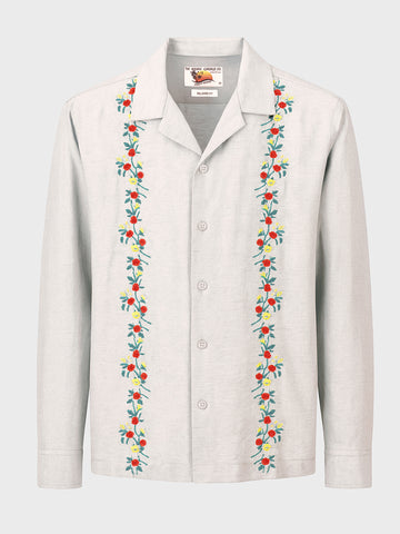 Men's White Relaxed Fit Printed Casual Shirt