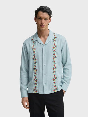 Men's Blue Relaxed Fit Printed Casual Shirt