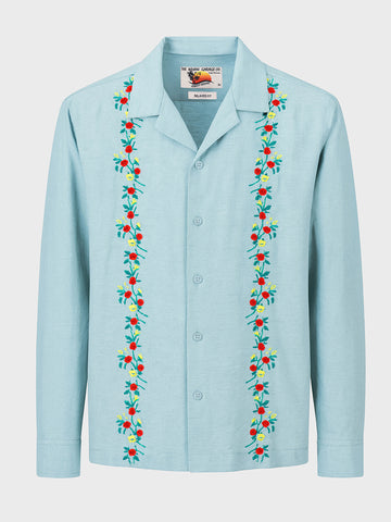 Men's Blue Relaxed Fit Printed Casual Shirt