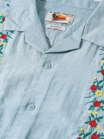 Men's Blue Relaxed Fit Printed Casual Shirt