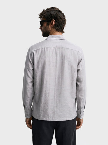 Men's Grey Relaxed Fit Embroidered Casual Shirt