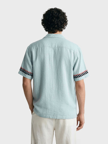 Men's Green Relaxed Fit Embroidered Casual Shirt