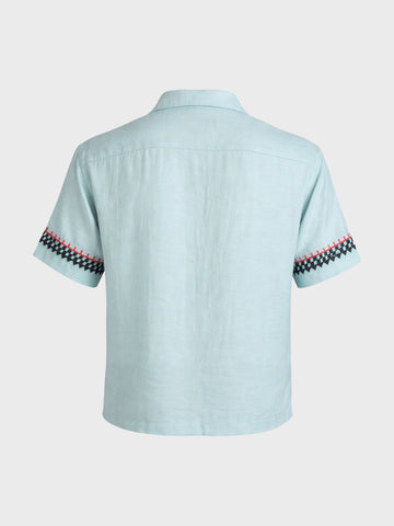 Men's Green Relaxed Fit Embroidered Casual Shirt