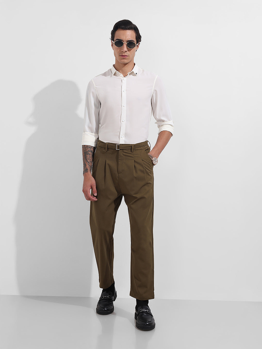 Men's White Slim Fit Solid Party Wear Shirt