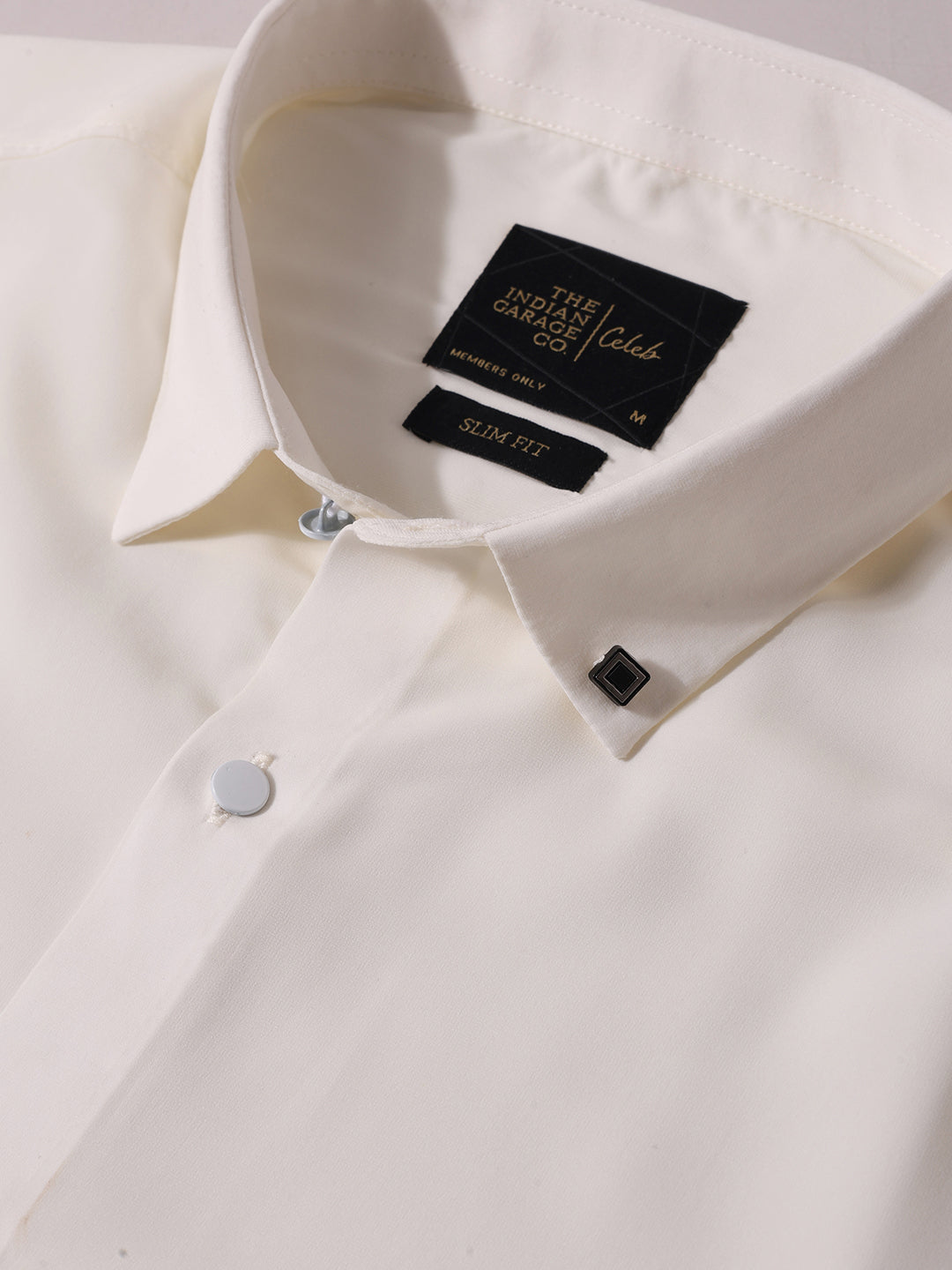Men's White Slim Fit Solid Party Wear Shirt