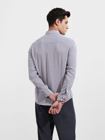 Men's Grey Slim Fit Party Wear Solid Shirt