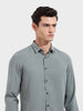 Men's Green Slim Fit Party Wear Solid Shirt