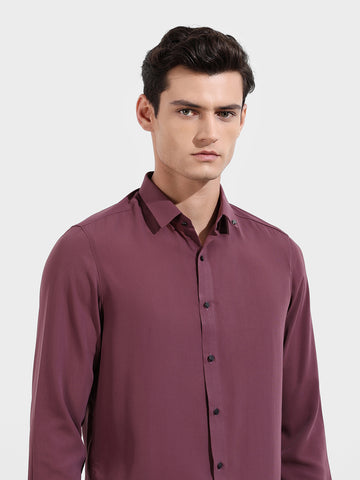 Men's Purple Slim Fit Party Wear Solid Shirt