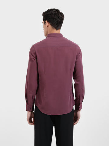 Men's Purple Slim Fit Party Wear Solid Shirt