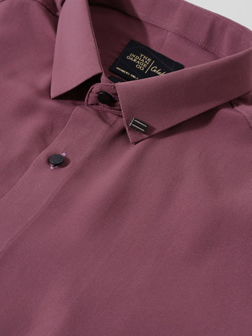 Men's Purple Slim Fit Party Wear Solid Shirt