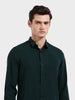 Men's Green Slim Fit Party Wear Solid Shirt