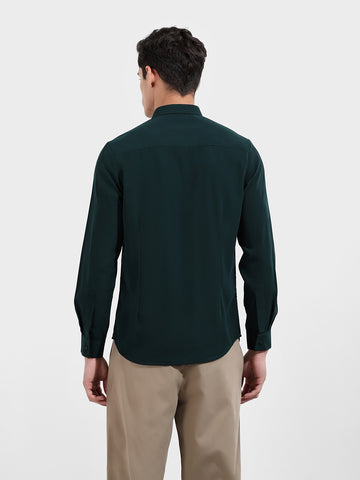 Men's Green Slim Fit Party Wear Solid Shirt