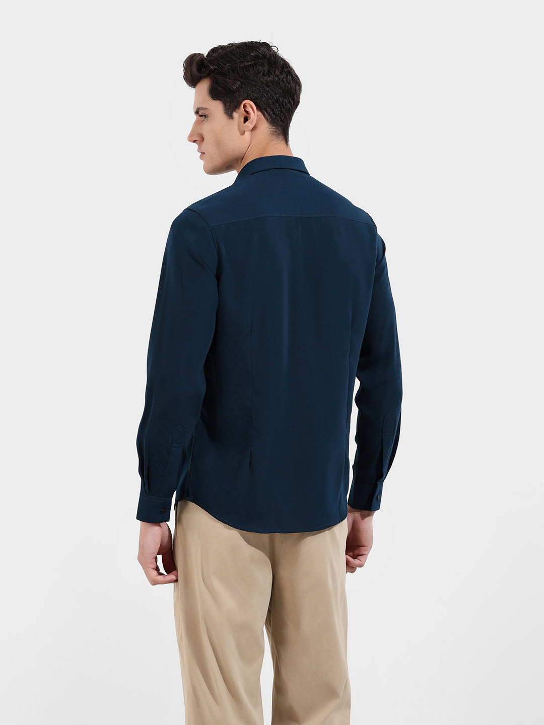 Men's Teal Slim Fit Party Wear Solid Shirt
