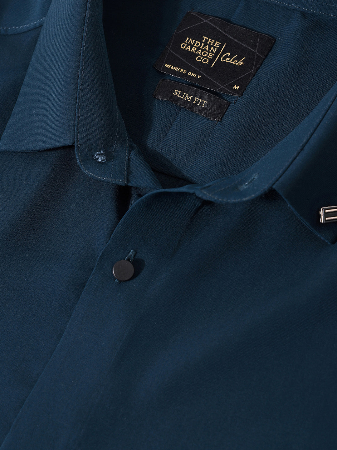 Men's Teal Slim Fit Party Wear Solid Shirt