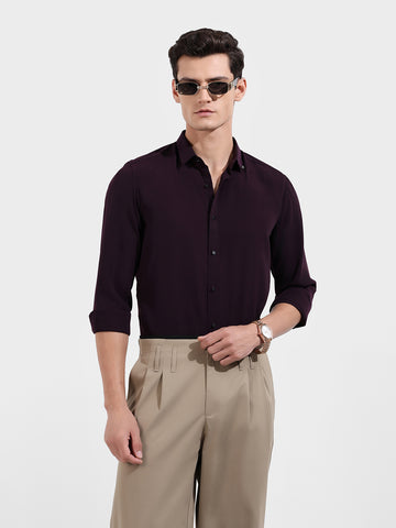 Men's Purple Slim Fit Party Wear Solid Shirt