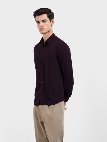 Men's Purple Slim Fit Party Wear Solid Shirt