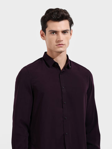 Men's Purple Slim Fit Party Wear Solid Shirt