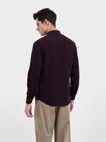Men's Purple Slim Fit Party Wear Solid Shirt