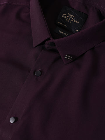 Men's Purple Slim Fit Party Wear Solid Shirt