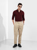Men's Red Slim Fit Party Wear Solid Shirt
