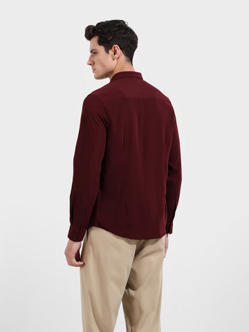 Men's Red Slim Fit Party Wear Solid Shirt