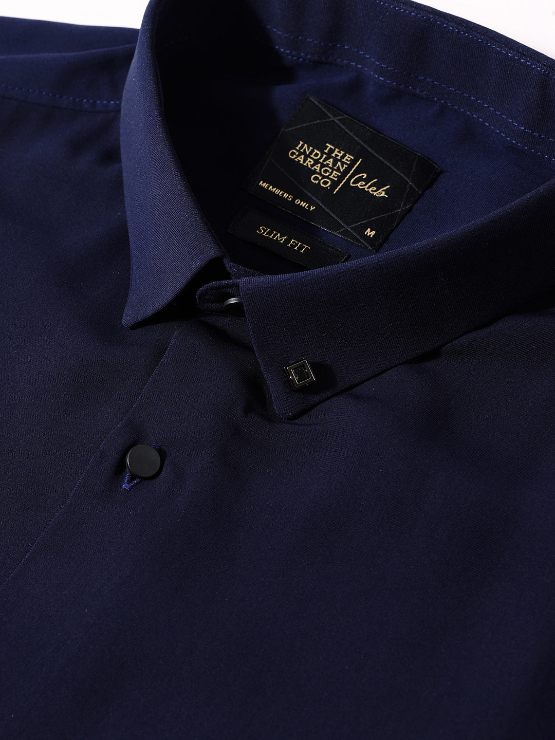 Men's Blue Slim Fit Solid Party Wear Shirt