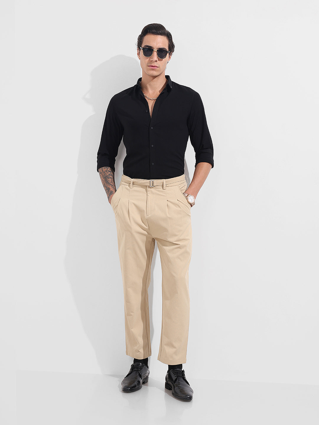 Men's Black Slim Fit Solid Party Wear Shirt