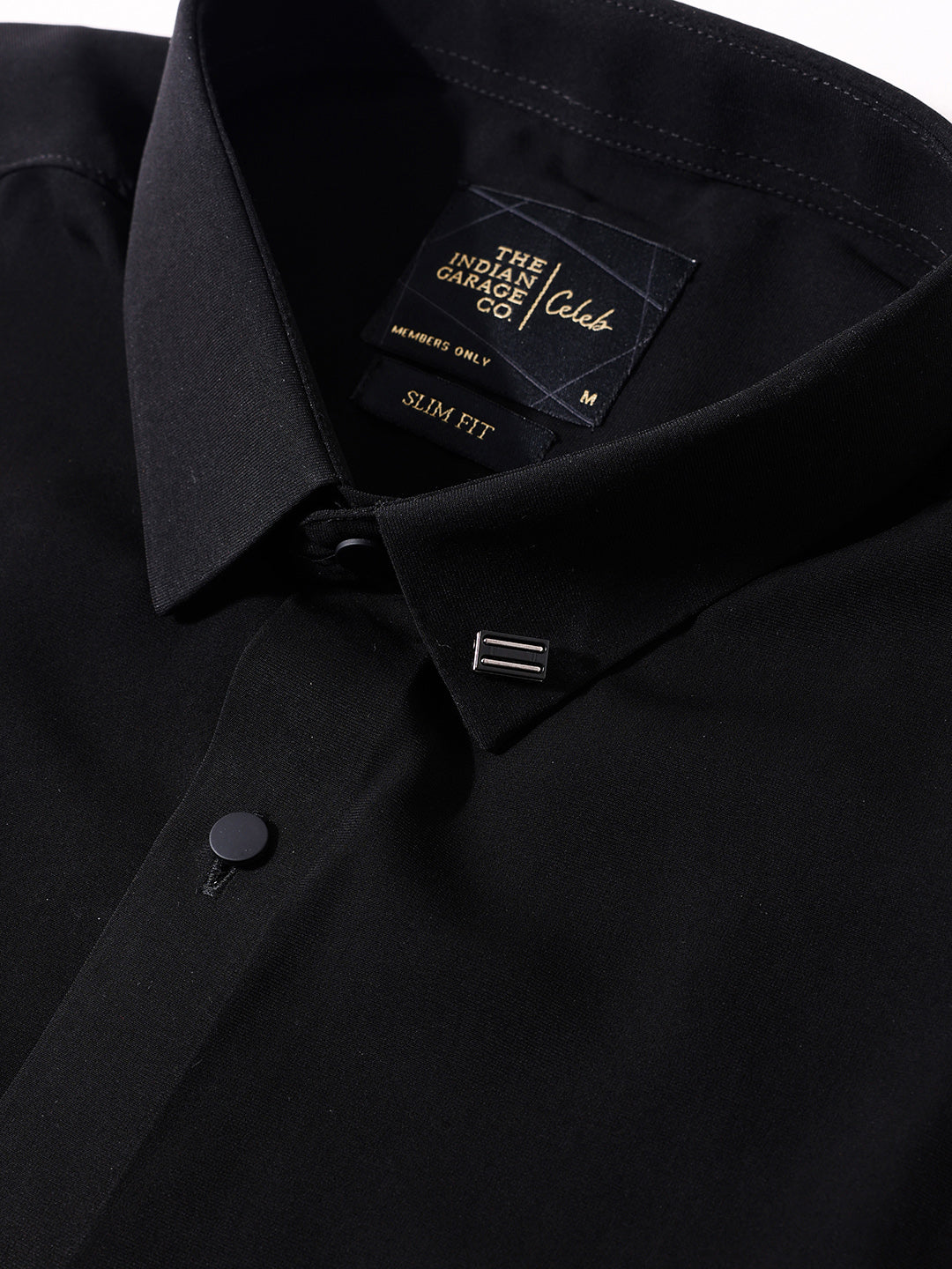 Men's Black Slim Fit Solid Party Wear Shirt