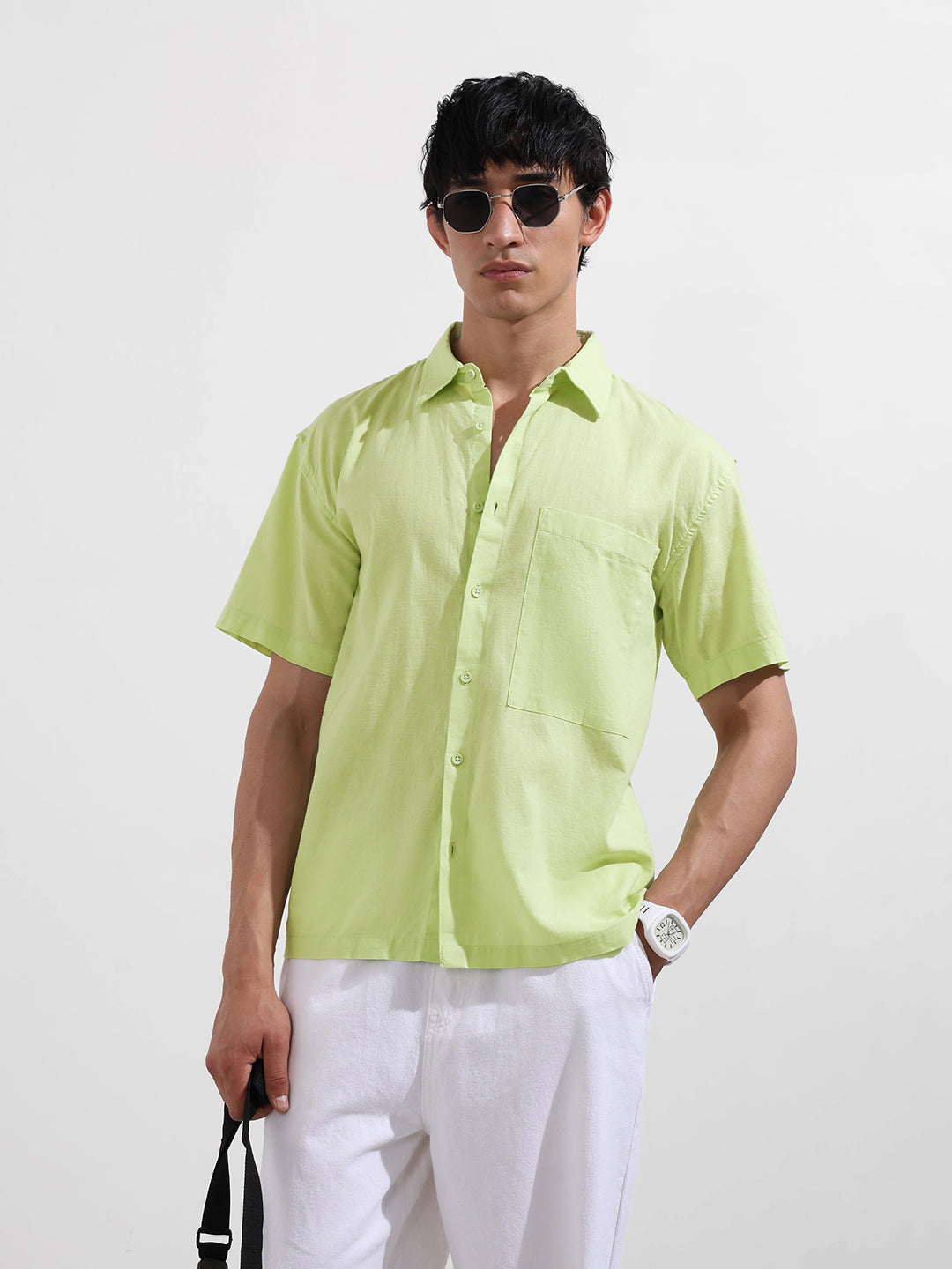 Men's Green Relaxed Fit Casual Shirt