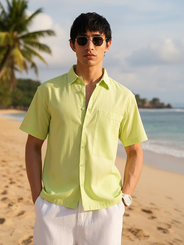 Men's Green Relaxed Fit Casual Shirt