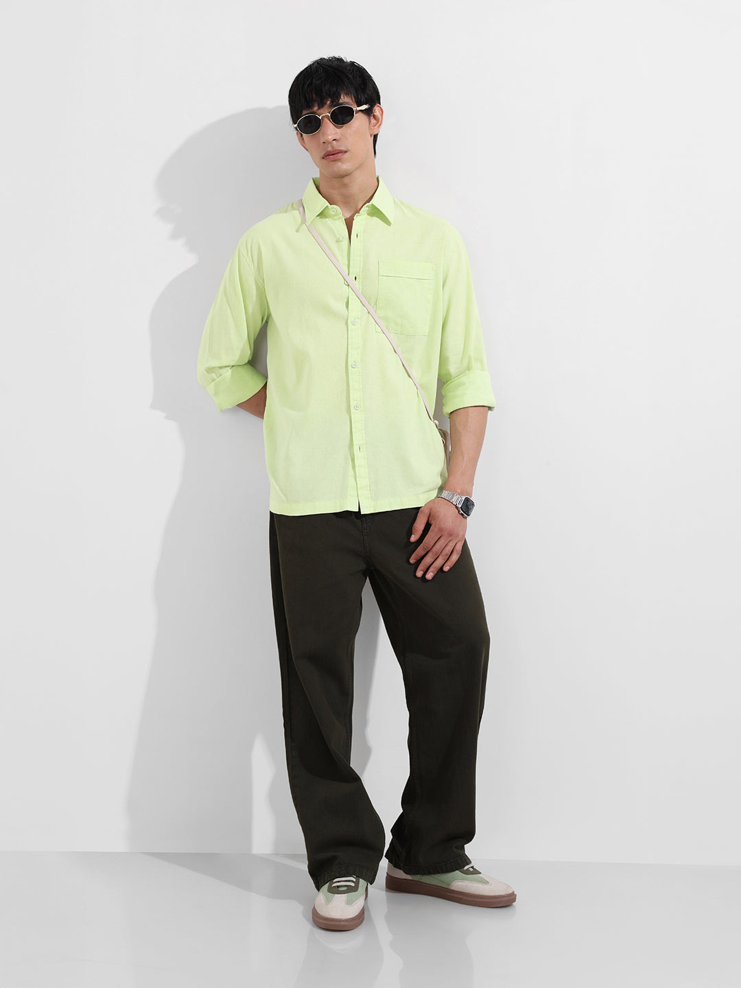 Men's Green Relaxed Fit Casual Shirt