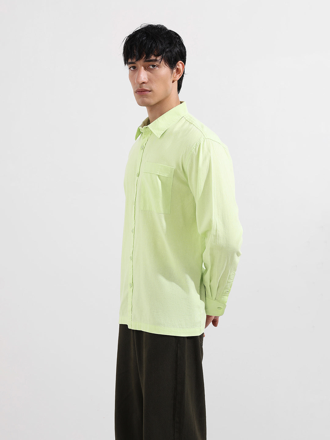 Men's Green Relaxed Fit Casual Shirt